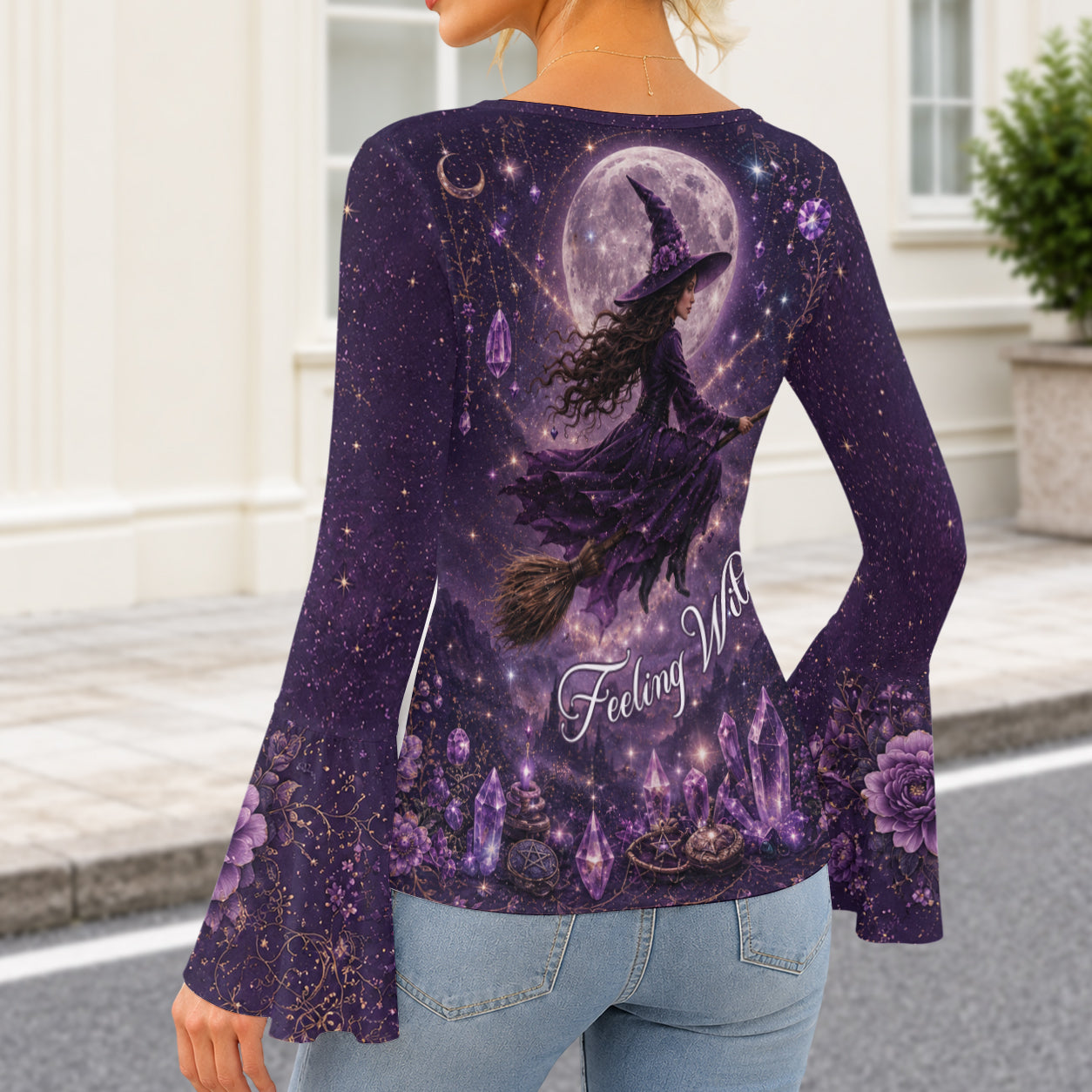 Feeling Witchy - Personalized Witch Flare Long-Sleeve Shirt