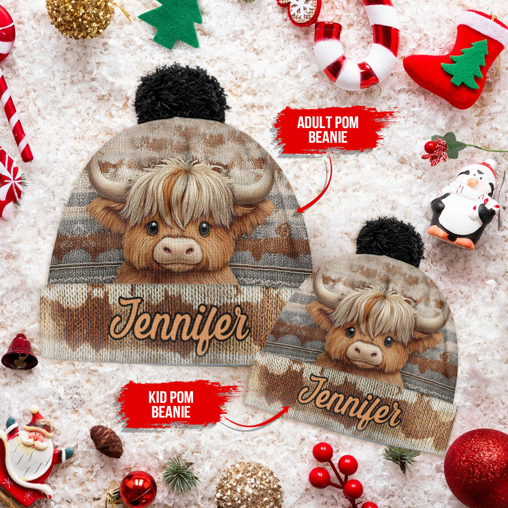 Niedliche Hochlandkuh - Personalisierte Hochlandkuh-Mütze