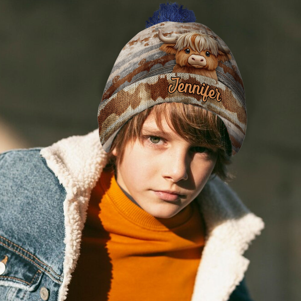 Niedliche Hochlandkuh - Personalisierte Hochlandkuh-Mütze