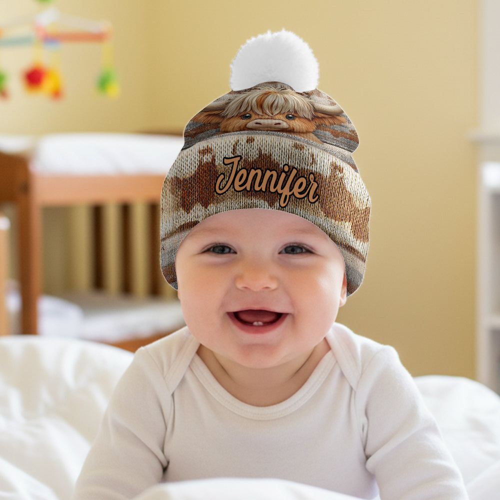 Niedliche Hochlandkuh - Personalisierte Hochlandkuh-Mütze