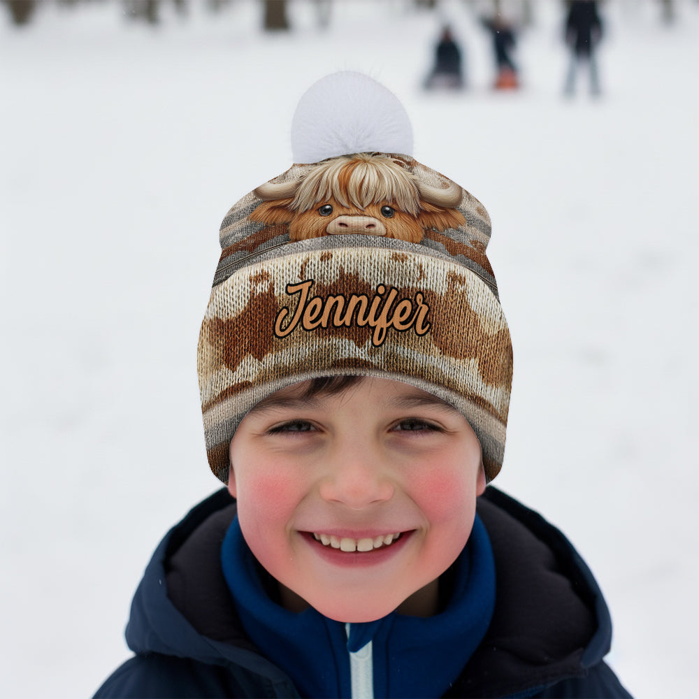 Niedliche Hochlandkuh - Personalisierte Hochlandkuh-Mütze