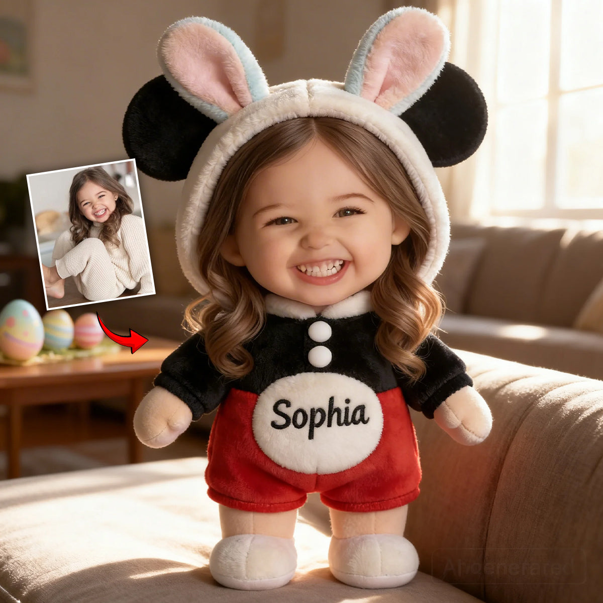 Jedes Foto-Geschenk für Oma und Mama - Personalisiertes Premium-Kissen aus Kunstfell für Kinder
