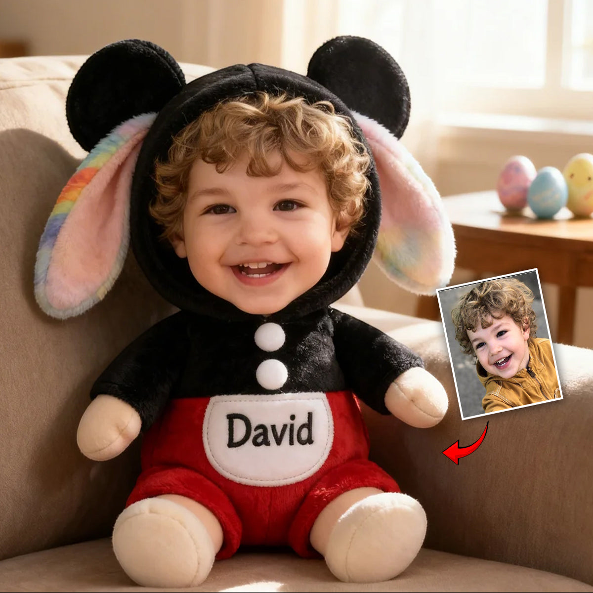 Jedes Foto-Geschenk für Oma und Mama - Personalisiertes Premium-Kissen aus Kunstfell für Kinder