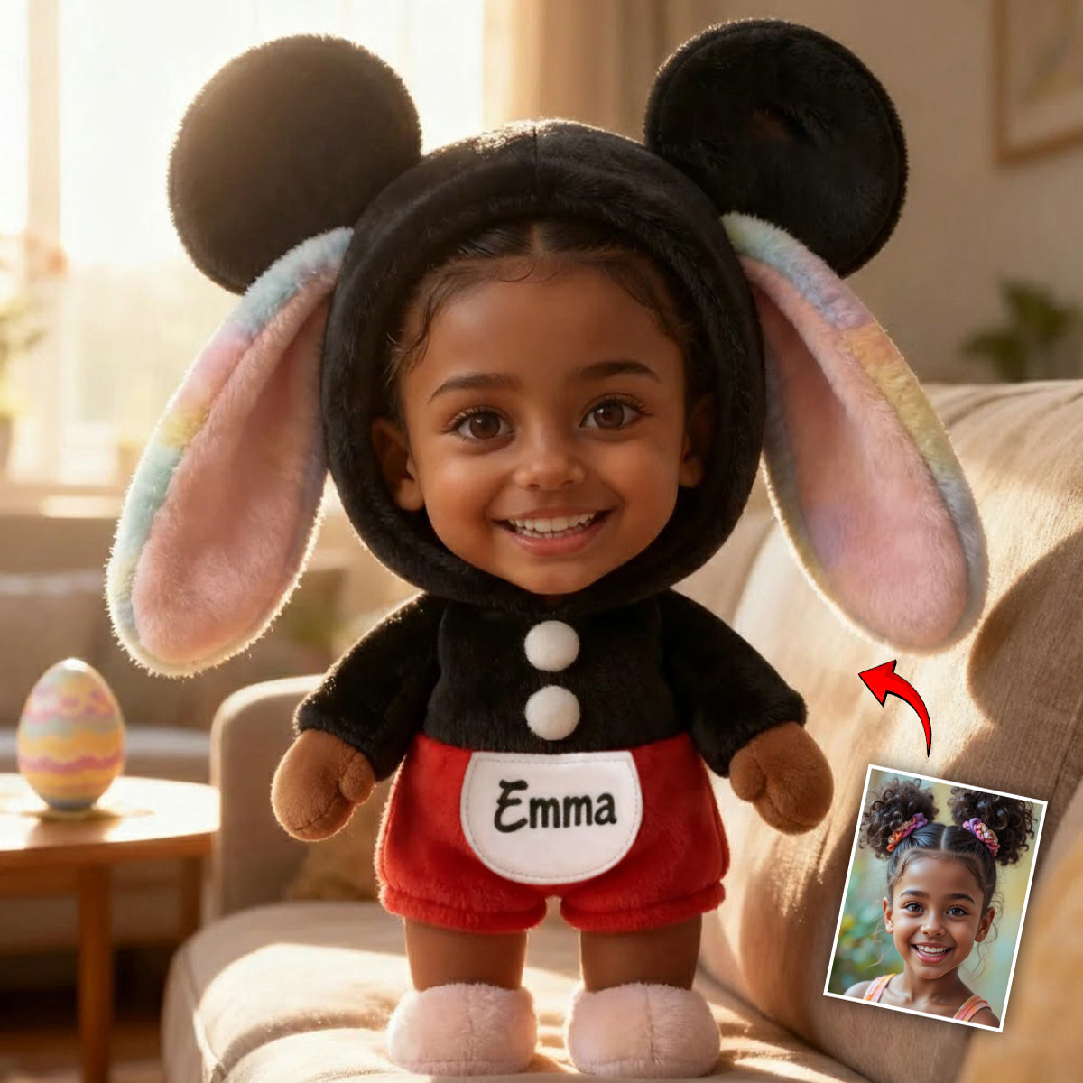 Jedes Foto-Geschenk für Oma und Mama - Personalisiertes Premium-Kissen aus Kunstfell für Kinder