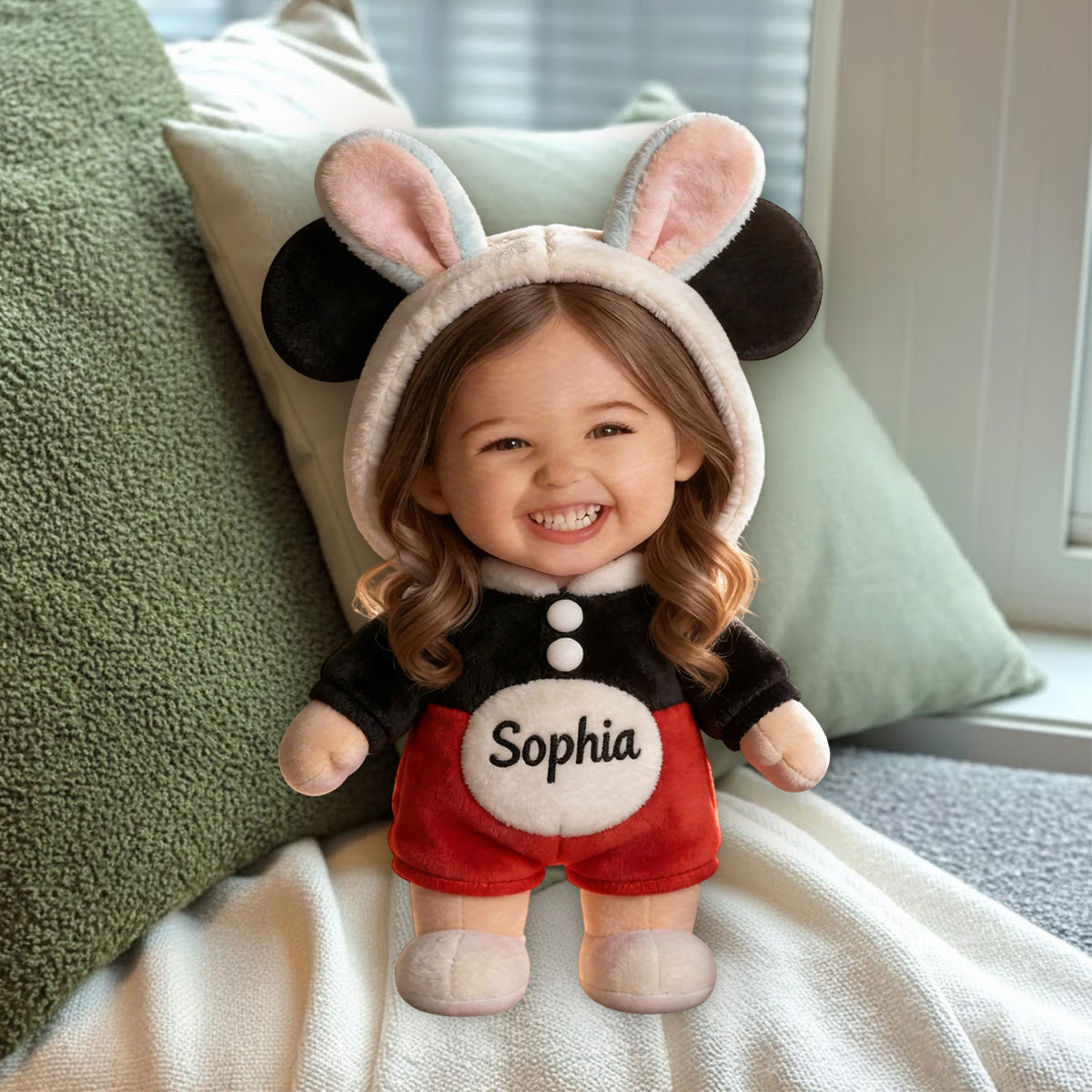 Jedes Foto-Geschenk für Oma und Mama - Personalisiertes Premium-Kissen aus Kunstfell für Kinder