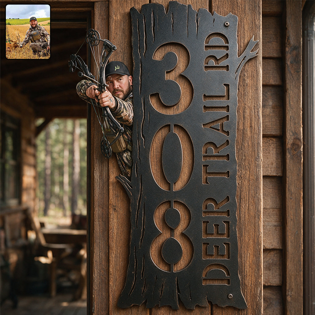 Hunting Lodge - Personalized Hunting 3D Printed Cut Metal Sign