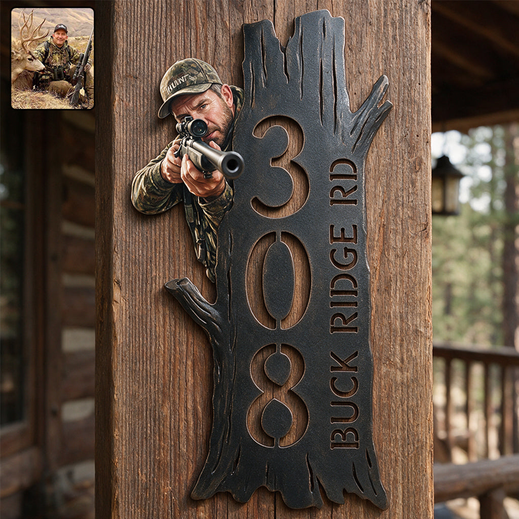 Hunting Lodge - Personalized Hunting 3D Printed Cut Metal Sign