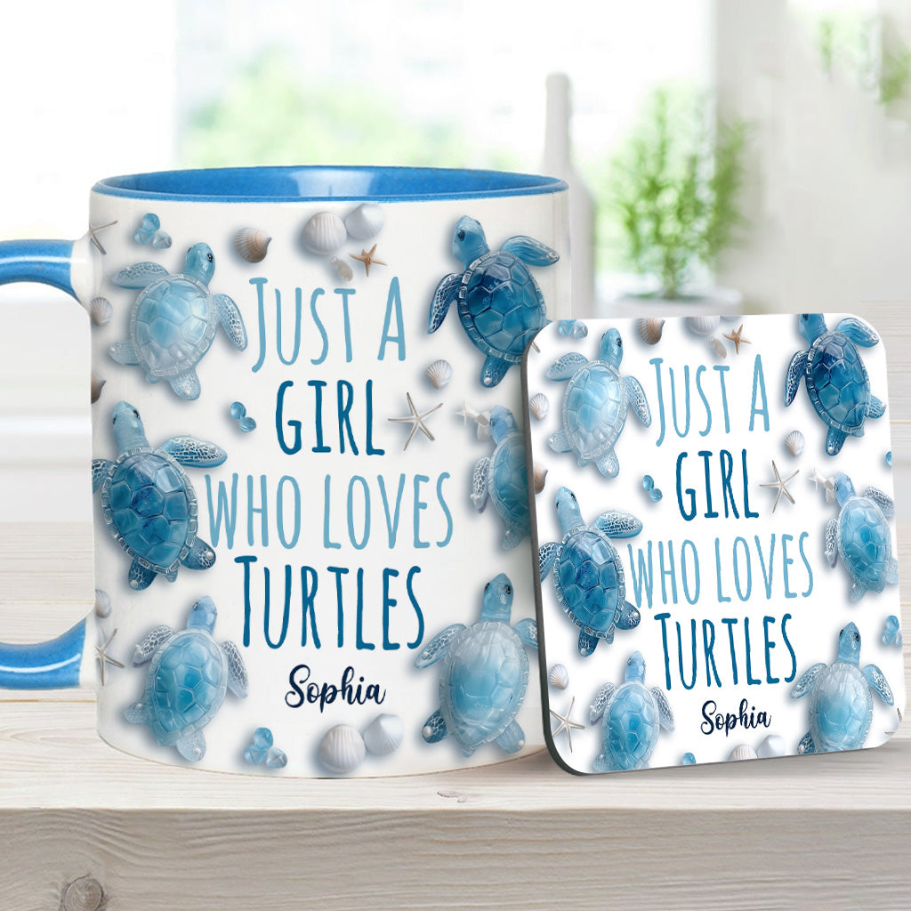 Personalisierte Tasse mit Schildkrötenmotiv – Einfach ein Mädchen, das Schildkröten liebt