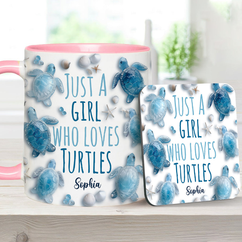 Personalisierte Tasse mit Schildkrötenmotiv – Einfach ein Mädchen, das Schildkröten liebt