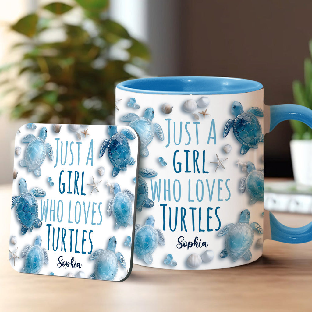 Personalisierte Tasse mit Schildkrötenmotiv – Einfach ein Mädchen, das Schildkröten liebt