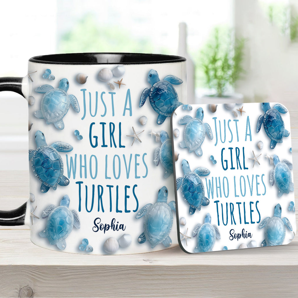 Personalisierte Tasse mit Schildkrötenmotiv – Einfach ein Mädchen, das Schildkröten liebt