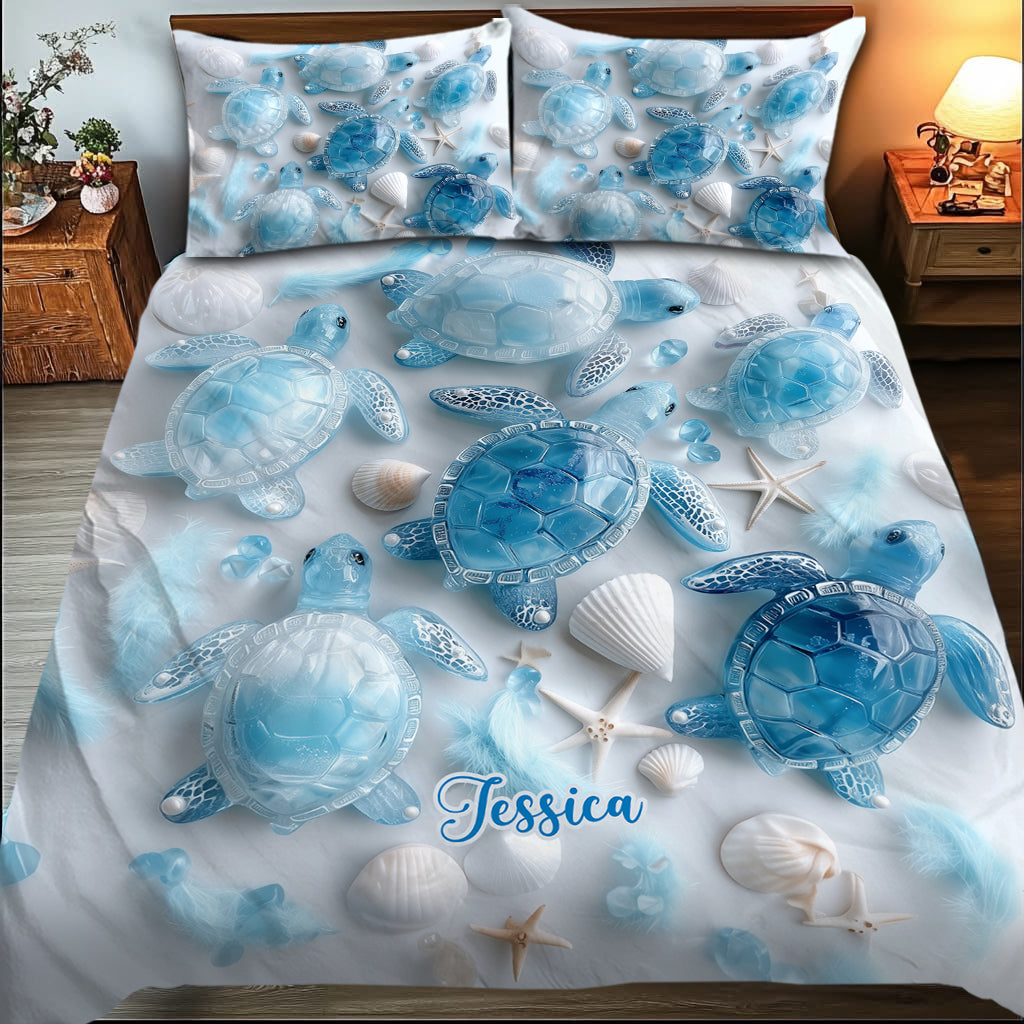 Sea Turtles The Ocean Is Calling - Personalized Turtle Bedding Set