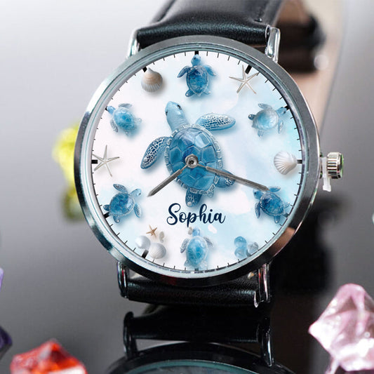 Personalisierte Schildkröten-Handuhr für ein Mädchen, das Schildkröten liebt