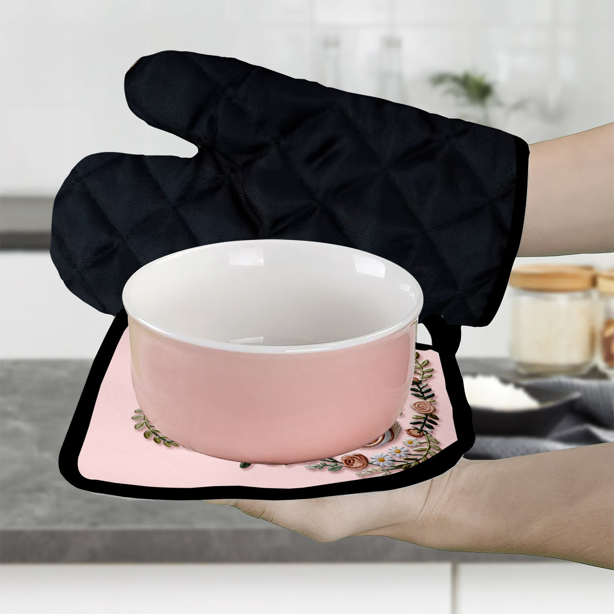Love Baking – Personalisiertes Set aus Ofenhandschuhen und Topflappen