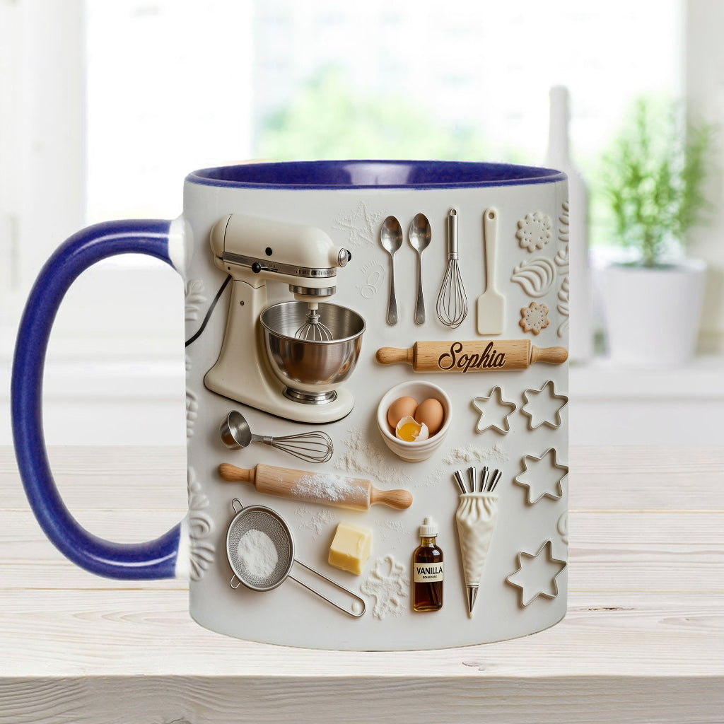 Liebe zum Backen – Personalisierte Tasse und Untersetzer mit Backmotiv