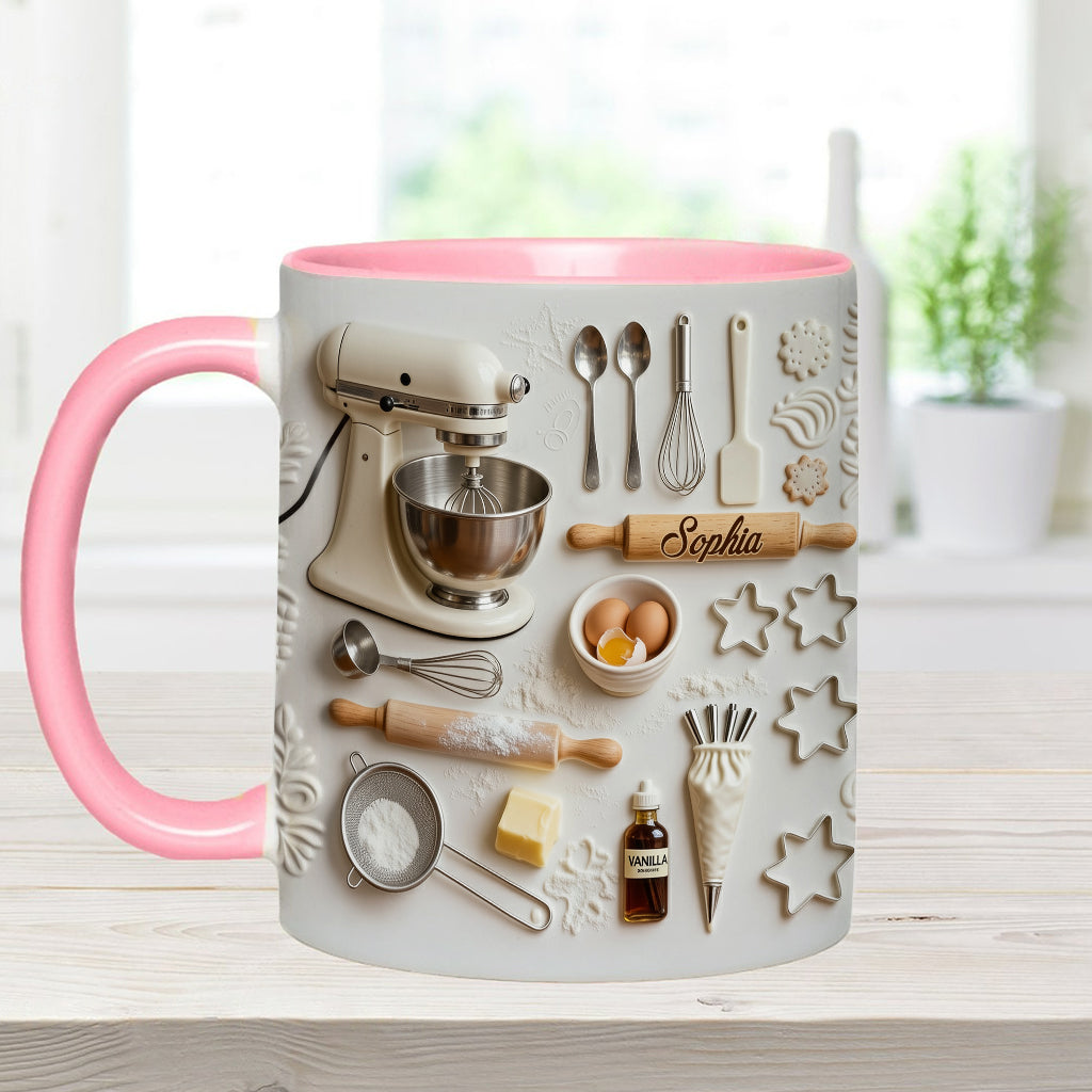 Liebe zum Backen – Personalisierte Tasse und Untersetzer mit Backmotiv
