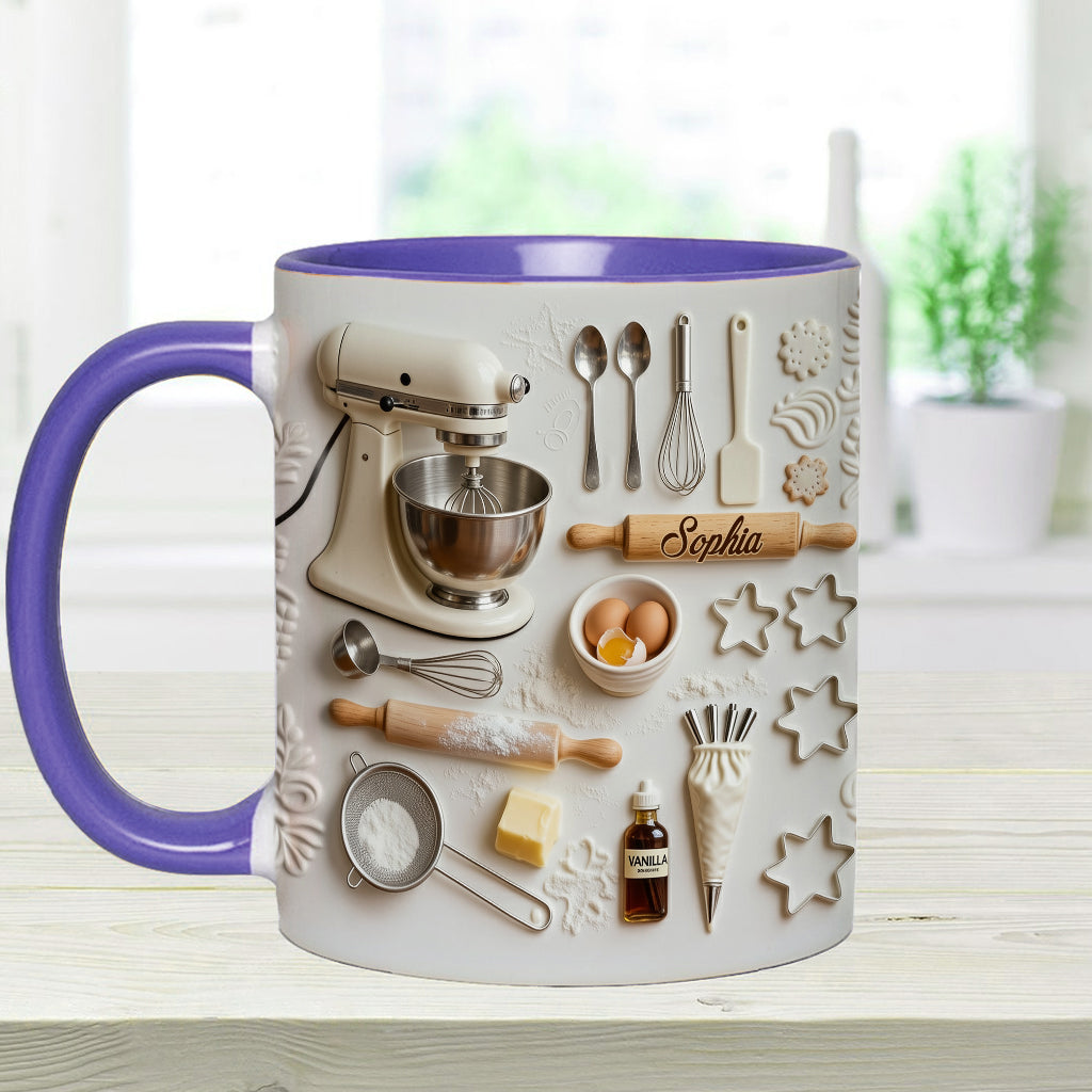 Liebe zum Backen – Personalisierte Tasse und Untersetzer mit Backmotiv