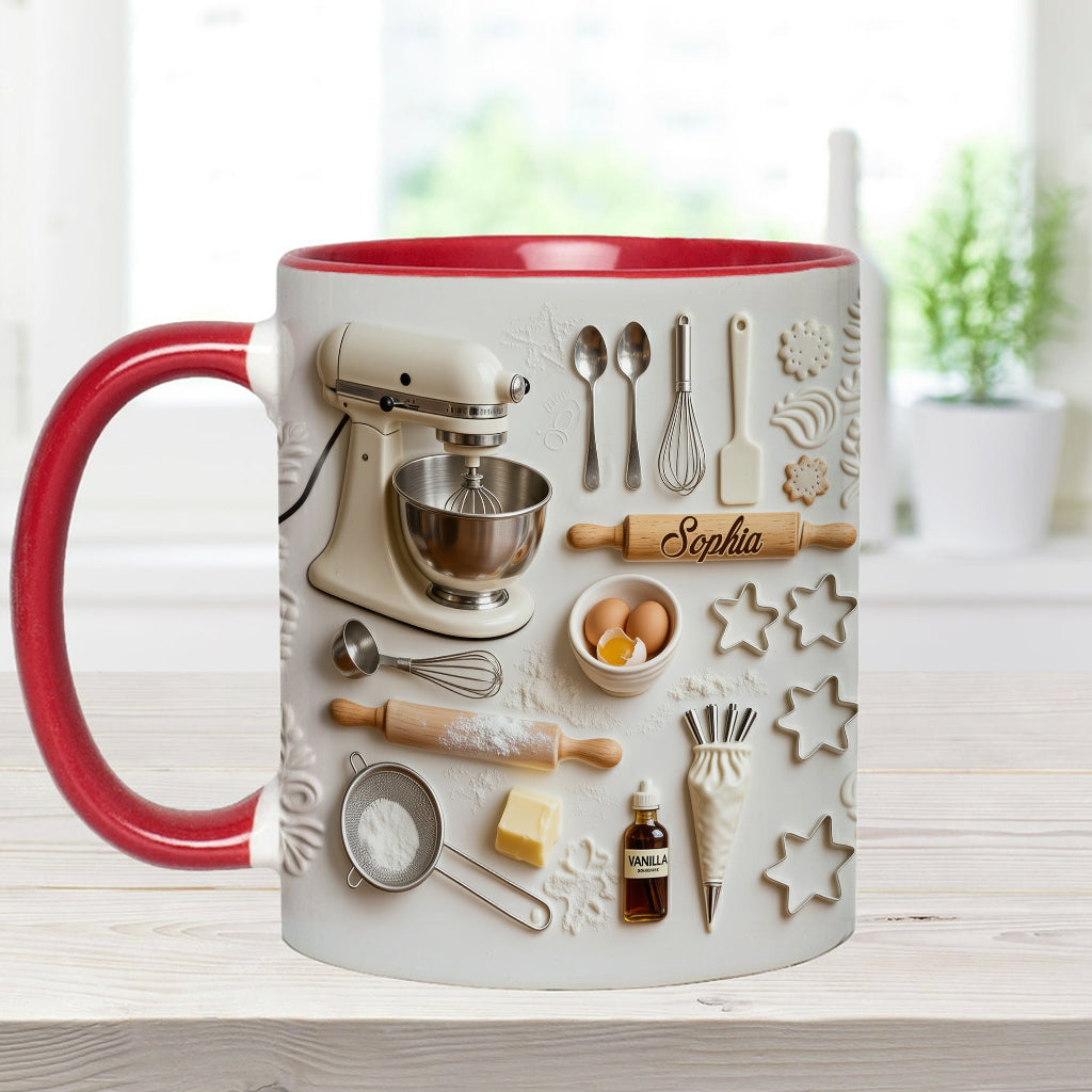 Liebe zum Backen – Personalisierte Tasse und Untersetzer mit Backmotiv