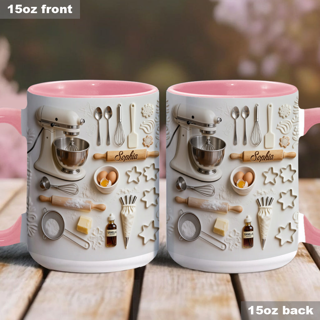 Liebe zum Backen – Personalisierte Tasse und Untersetzer mit Backmotiv