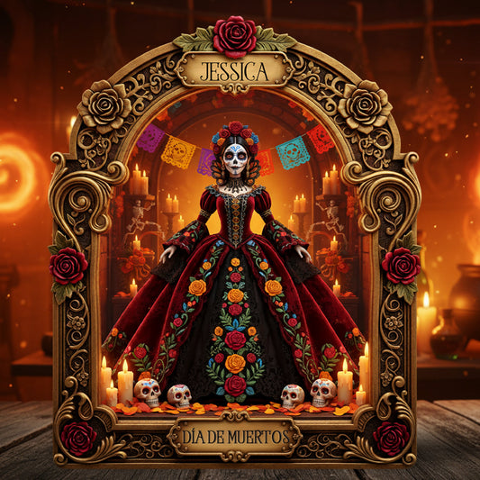 Día de Muertos, Tag der Toten – Personalisierte Acrylplakette in individueller Form für lateinamerikanische Frauen