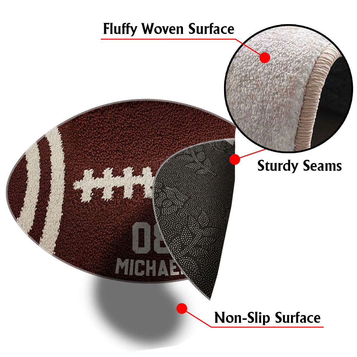 Fußballspieler - Personalisierter, rutschfester, getufteter Fußballteppich