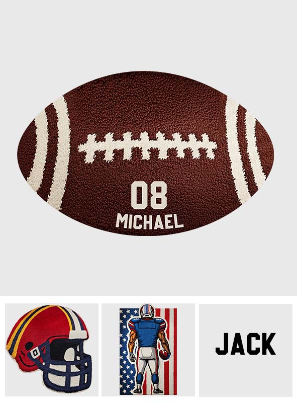 Fußballspieler - Personalisierter, rutschfester, getufteter Fußballteppich