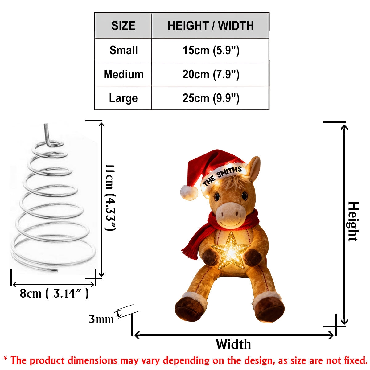 Fröhliche Pferdeweihnachten – Personalisierter LED-Baumspitzen-Pferd
