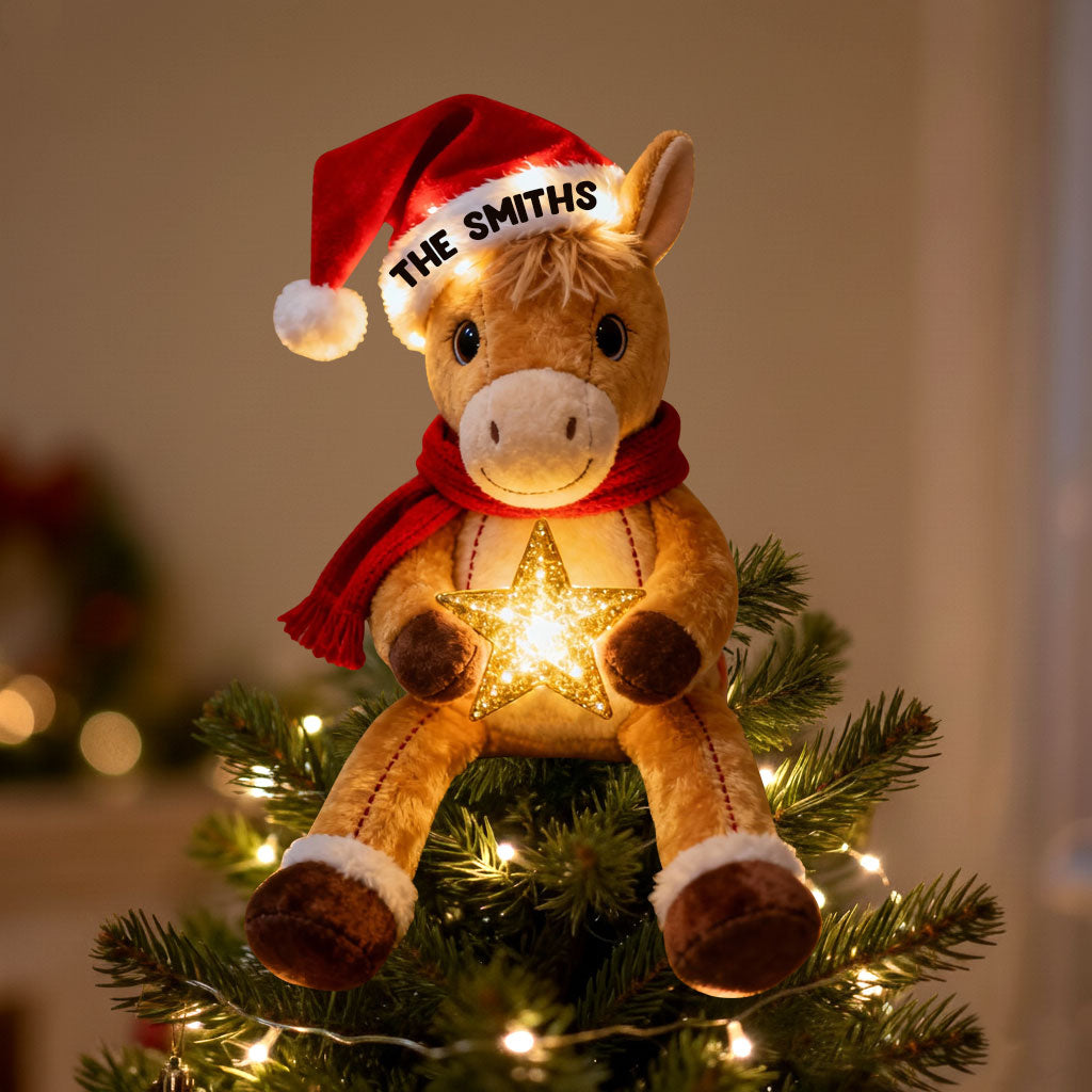 Fröhliche Pferdeweihnachten – Personalisierter LED-Baumspitzen-Pferd