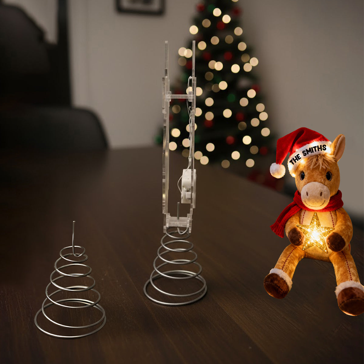 Fröhliche Pferdeweihnachten – Personalisierter LED-Baumspitzen-Pferd