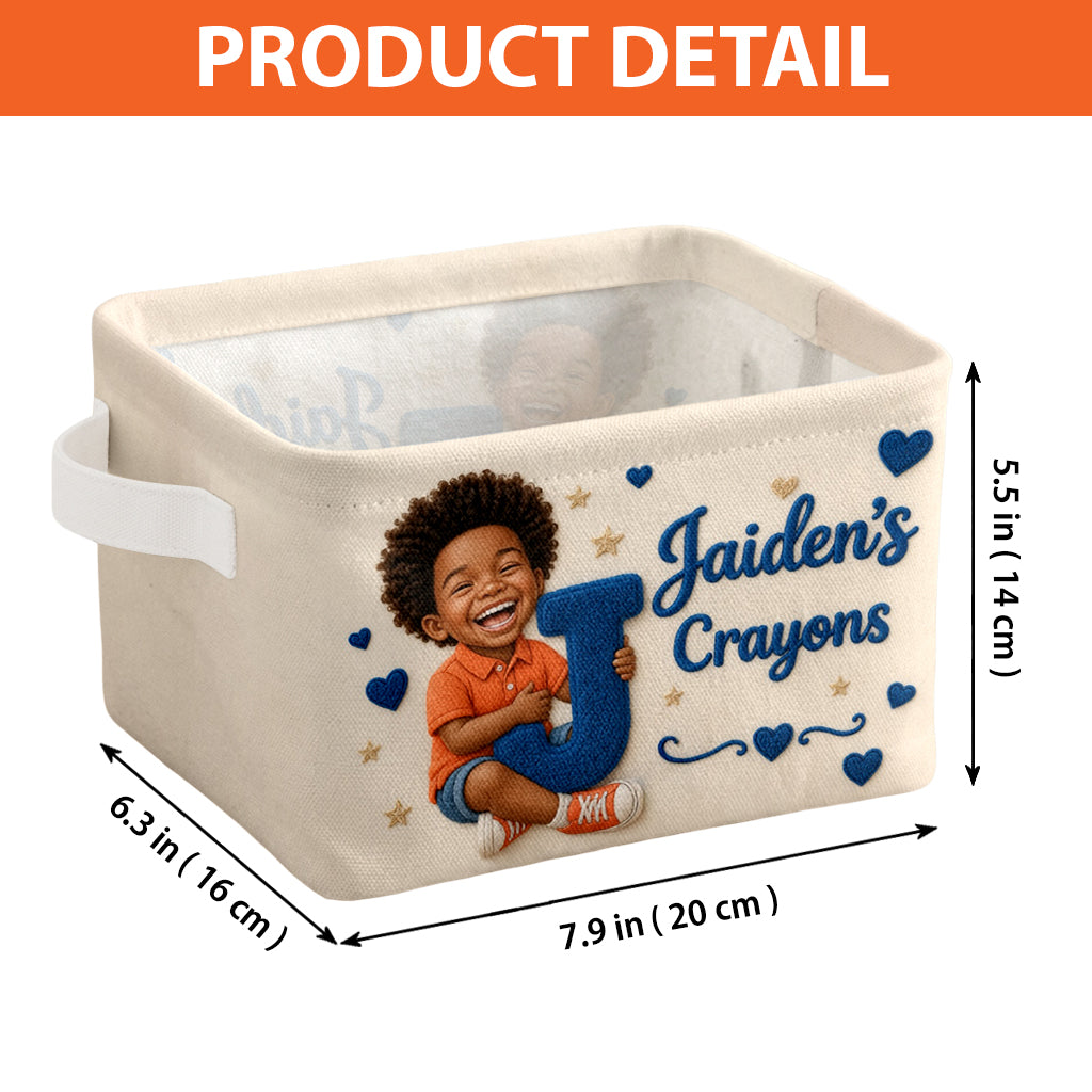 Initial Name Letter Kid's Storage Basket - Personalized Kid Rectangle Storage Basket
