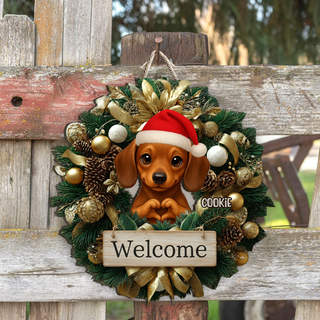 Willkommen Weihnachten 2025 – Personalisiertes Hunde-Holzschild in individueller Form