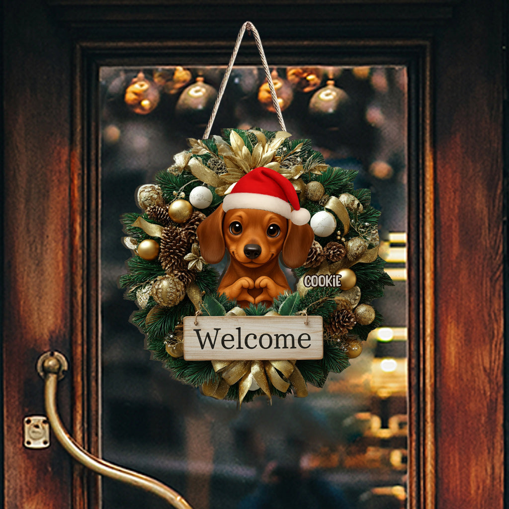 Willkommen Weihnachten 2025 – Personalisiertes Hunde-Holzschild in individueller Form