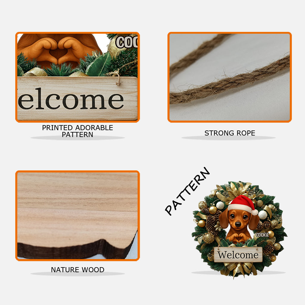 Willkommen Weihnachten 2025 – Personalisiertes Hunde-Holzschild in individueller Form