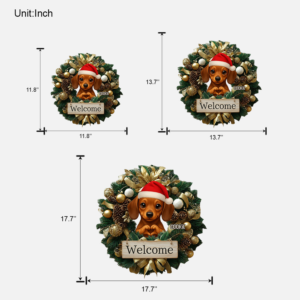Willkommen Weihnachten 2025 – Personalisiertes Hunde-Holzschild in individueller Form