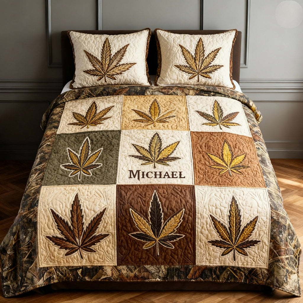 Magic Leaf – Personalisiertes Weed-Quilt-Set