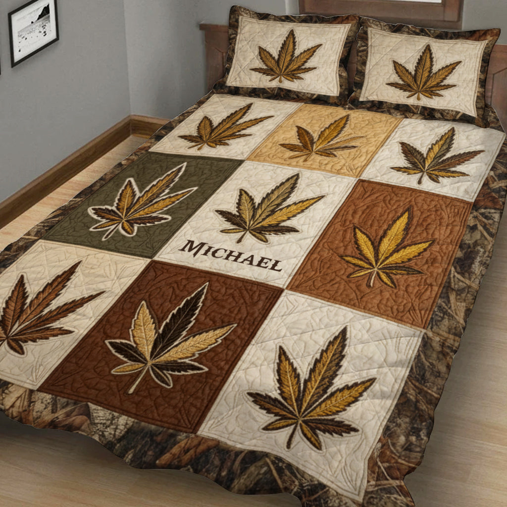 Magic Leaf – Personalisiertes Weed-Quilt-Set