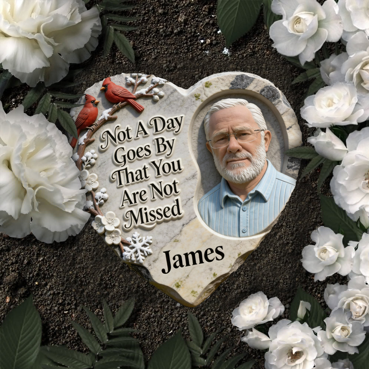 Not A Day Goes By That You Are Not Missed - Personalized Memorial Heart Shaped Stone