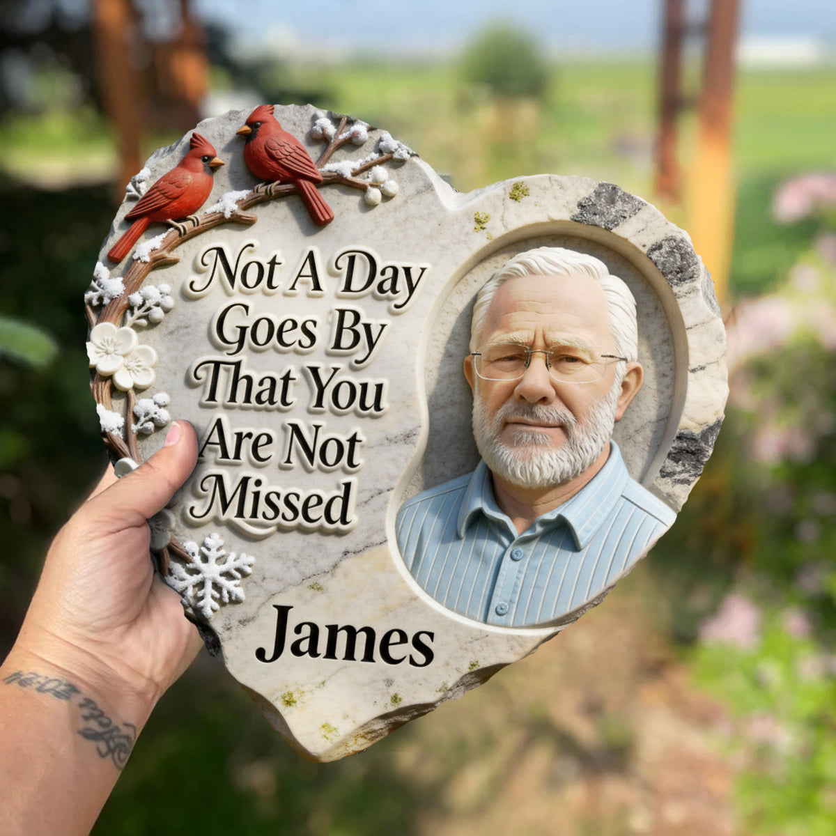Not A Day Goes By That You Are Not Missed - Personalized Memorial Heart Shaped Stone
