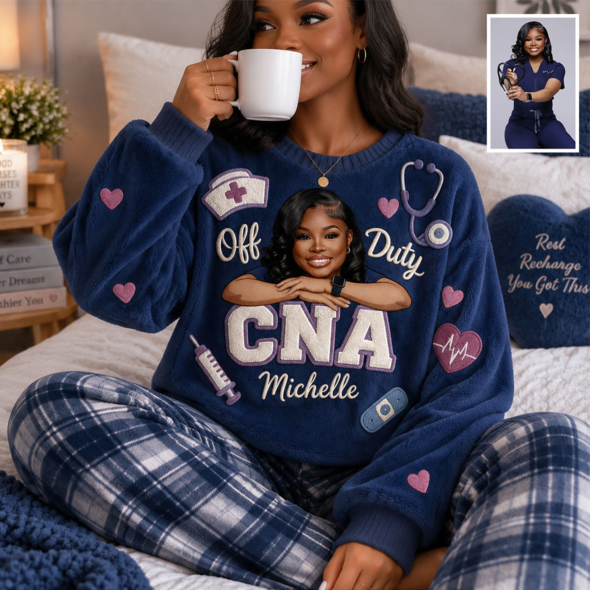Off Duty Nurse - Personalisiertes Fleece Lounge Set für Krankenschwestern