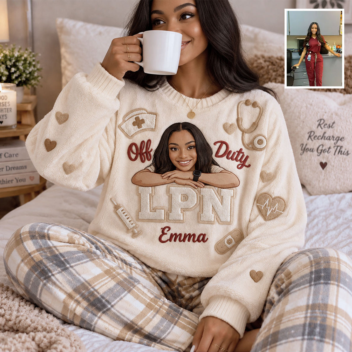 Off Duty Nurse - Personalisiertes Fleece Lounge Set für Krankenschwestern