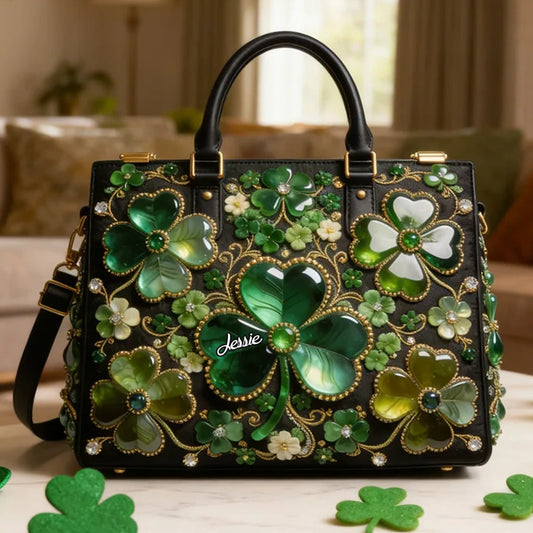 Shamrock Luck Charm - Personalized Irish Leather Handbag
