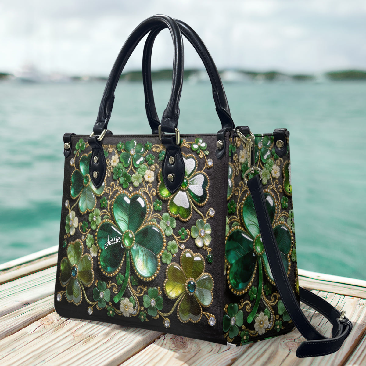 Shamrock Luck Charm - Personalized Irish Leather Handbag