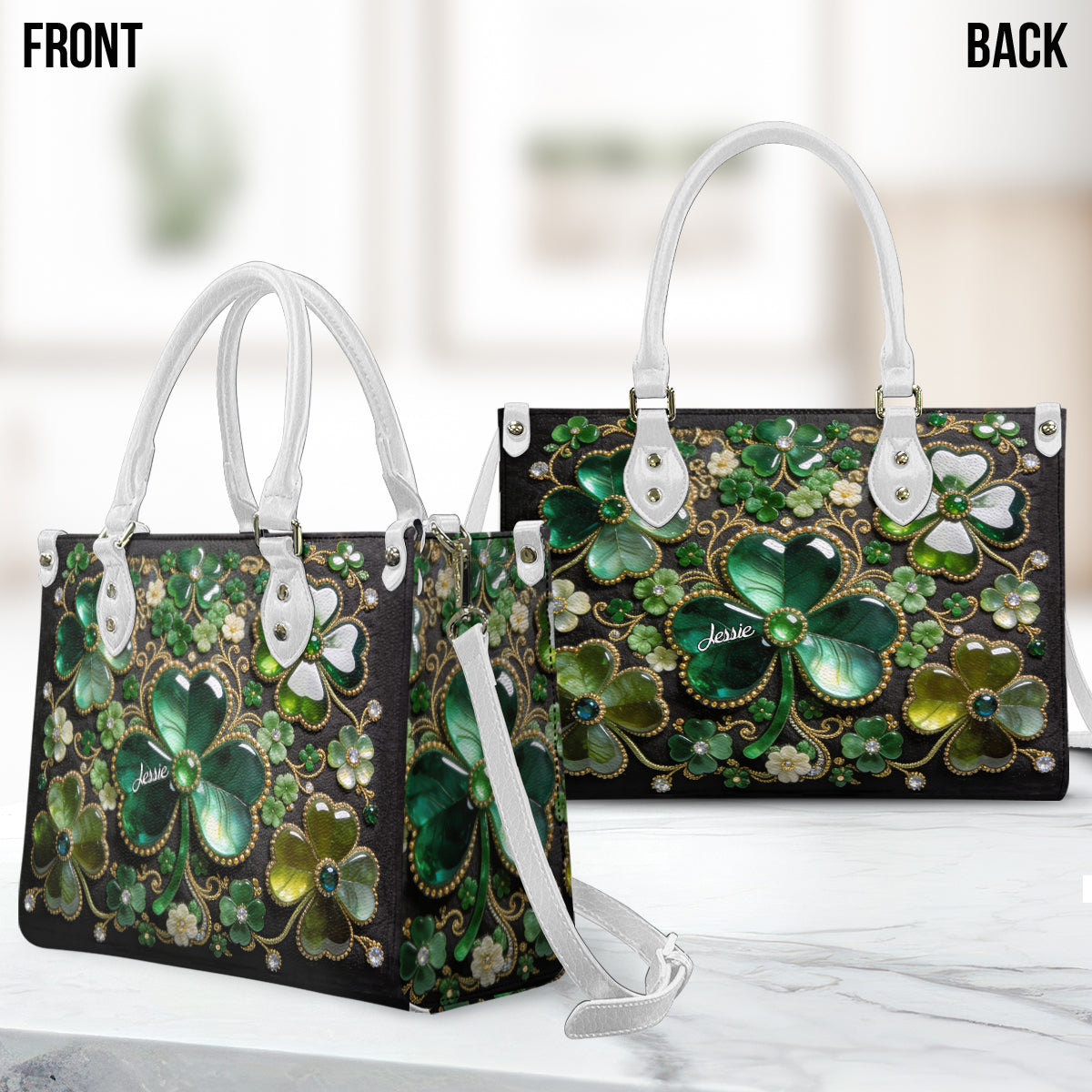 Shamrock Luck Charm - Personalized Irish Leather Handbag