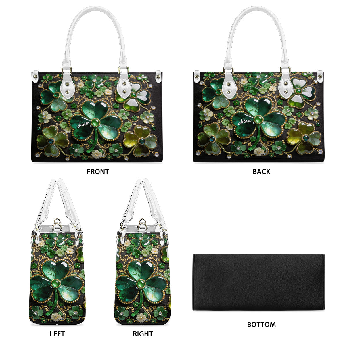Shamrock Luck Charm - Personalized Irish Leather Handbag