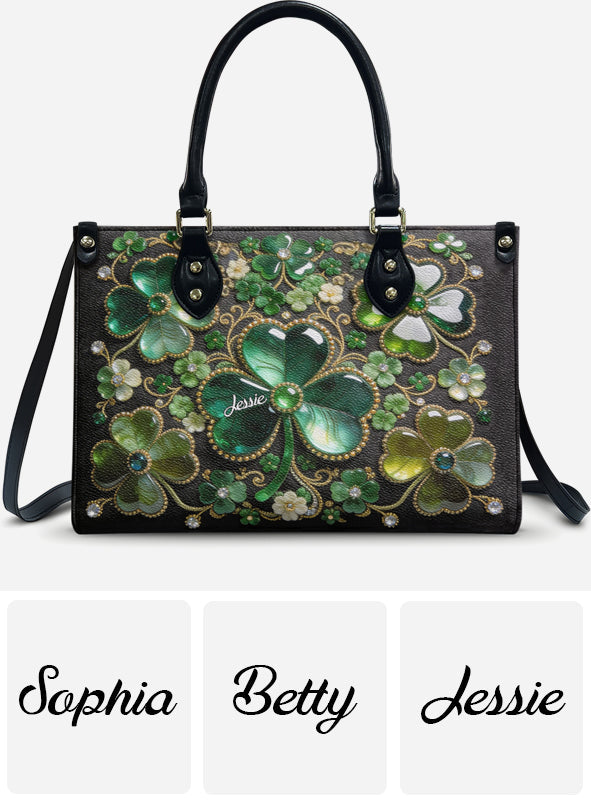 Shamrock Luck Charm - Personalized Irish Leather Handbag