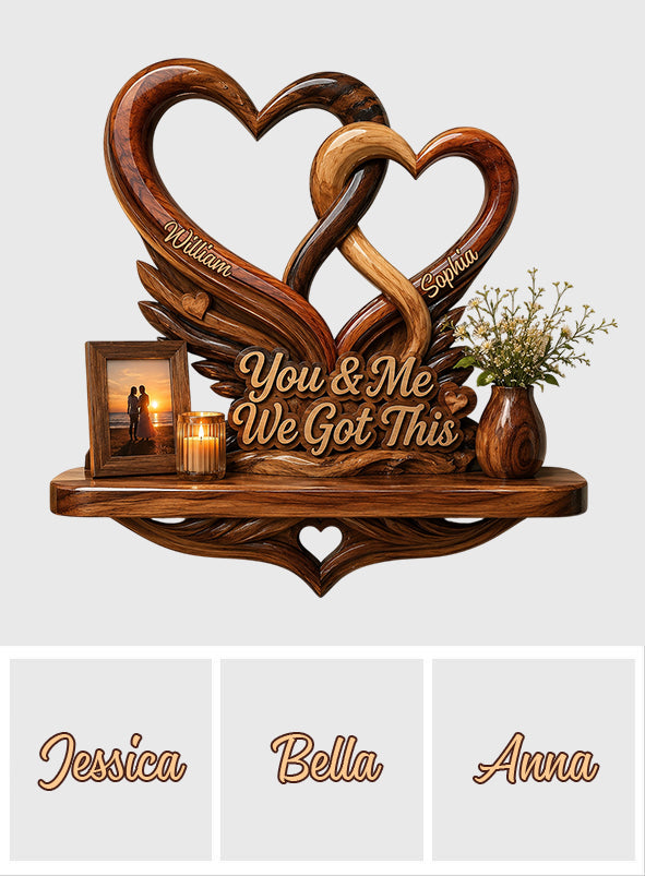 We Got This - Personalized Couple Wooden Floating Shelf