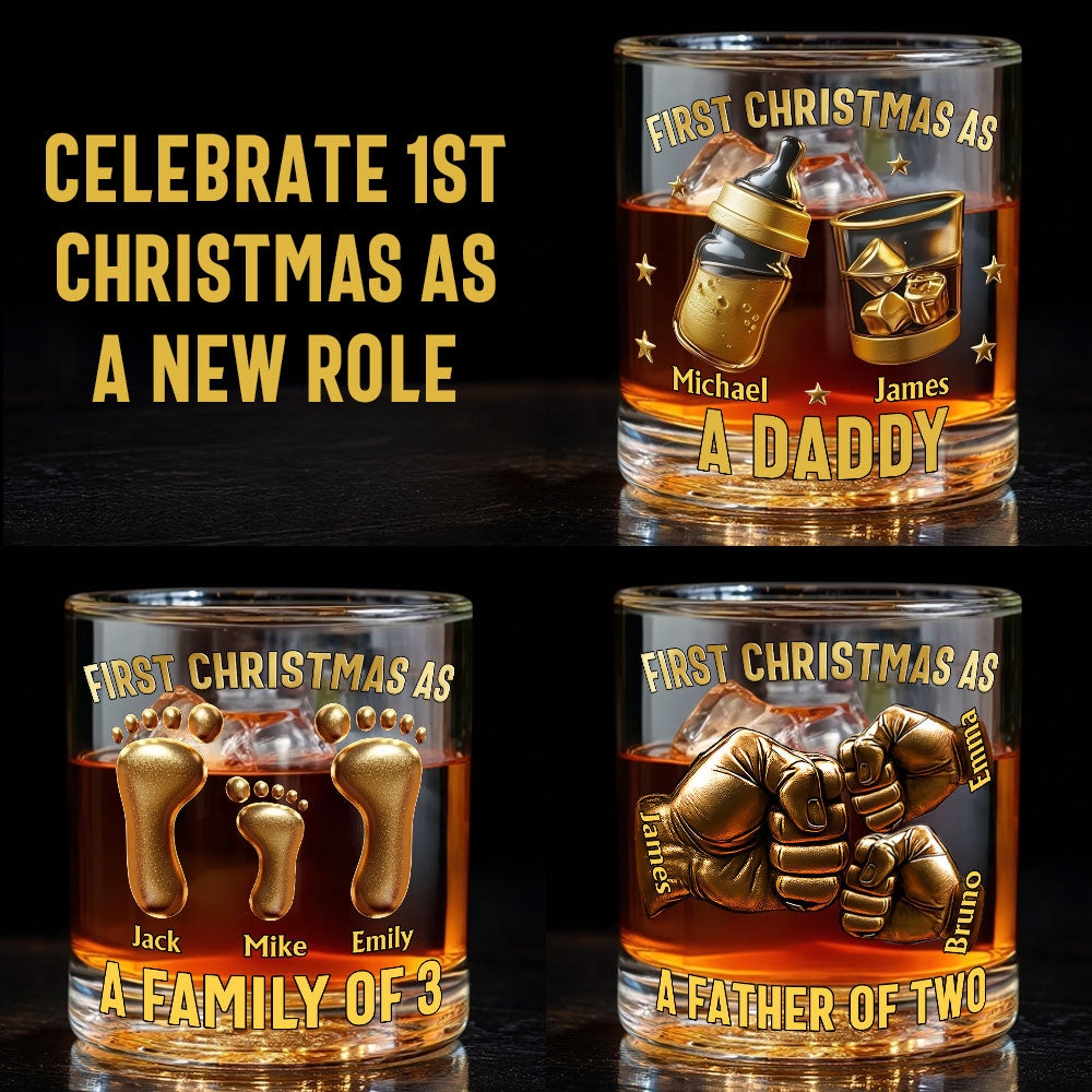 Erstes Weihnachten als Papa/Familienvater/Vater von... - Personalisiertes Whiskeyglas für Väter