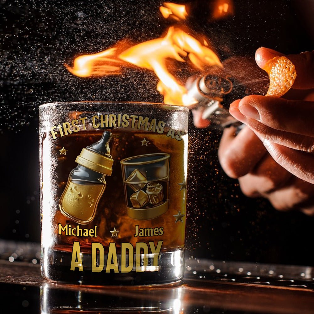 Erstes Weihnachten als Papa/Familienvater/Vater von... - Personalisiertes Whiskeyglas für Väter