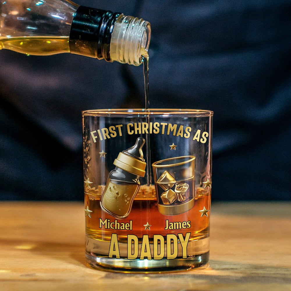 Erstes Weihnachten als Papa/Familienvater/Vater von... - Personalisiertes Whiskeyglas für Väter