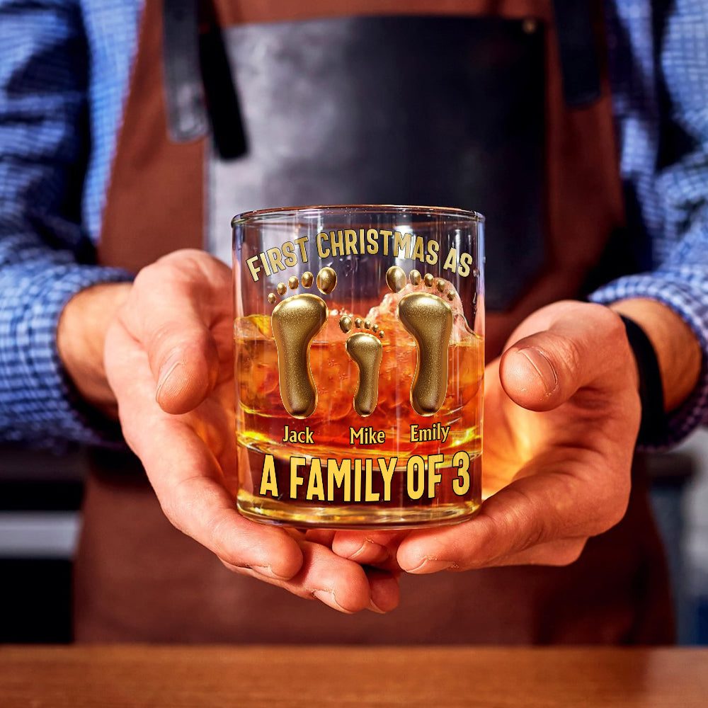 Erstes Weihnachten als Papa/Familienvater/Vater von... - Personalisiertes Whiskeyglas für Väter